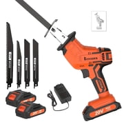 Upgraded Cordless Rotary Saw & Electric Reciprocating Saw with Blade Set & Charger, Cuts Wood Metal PVC, Multi Safety Protection & Safety Lock, Local Warehouse Shipping