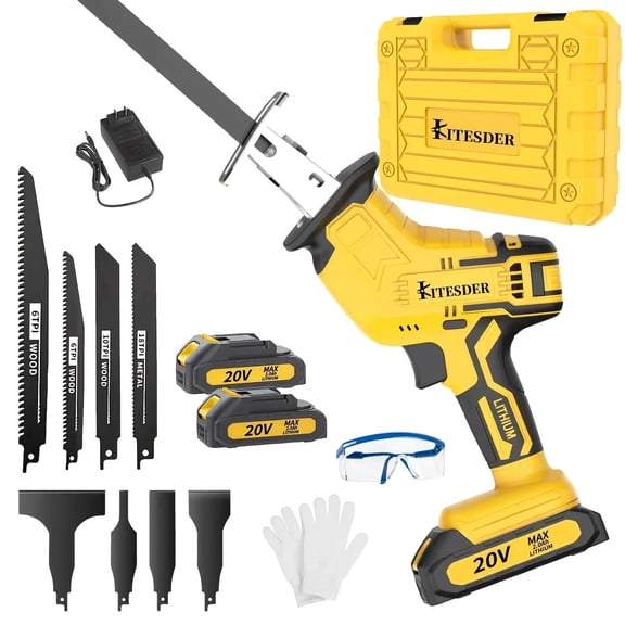 Upgraded Cordless Rotary Saw & Electric Reciprocating Saw with Blade Set & Charger, Cuts Wood Metal PVC, Multi Safety Protection & Safety Lock, Local Warehouse Shipping