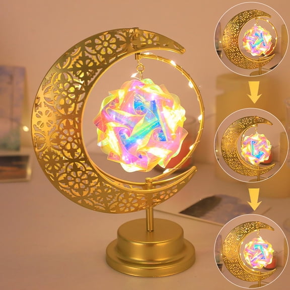 Upgraded Cultural LED Iron Lamp Ball Lamp Muslim Festival Decorative Lamp Bedroom Table Lamp Modeling Lamp For Celebrations W