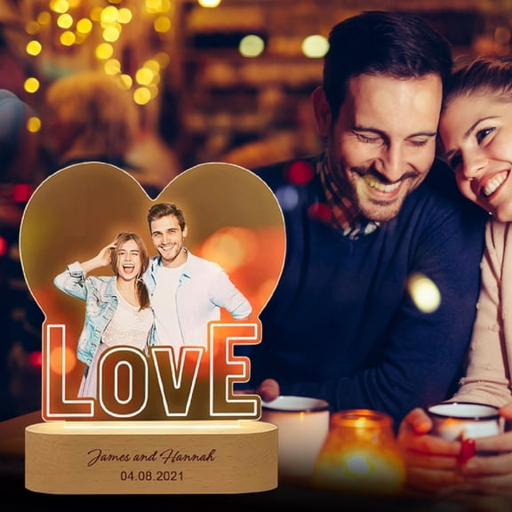 Upgraded Custom Acrylic Night Light - Photo Couple Wedding Anniversary Birthday Gift Ornament Lover's Favorite Gift L