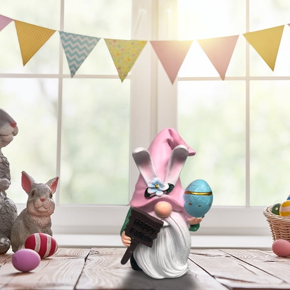 Upgraded Cute Easter Egg-Throwing Little Dwarf Figurine - Resin Sculpture - Decorative Item For Gardens Yards Living Rooms And Study Rooms Whimsical Spring Accent E