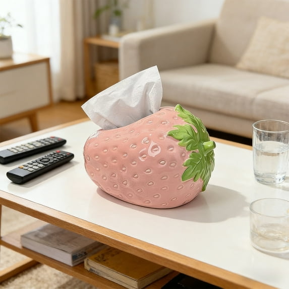Upgraded Cute Strawberry-shaped Tissue Box A Storage Box For Facial Tissues In The Living Room And A Girlish-style Napkin Holders For The Dining Table D