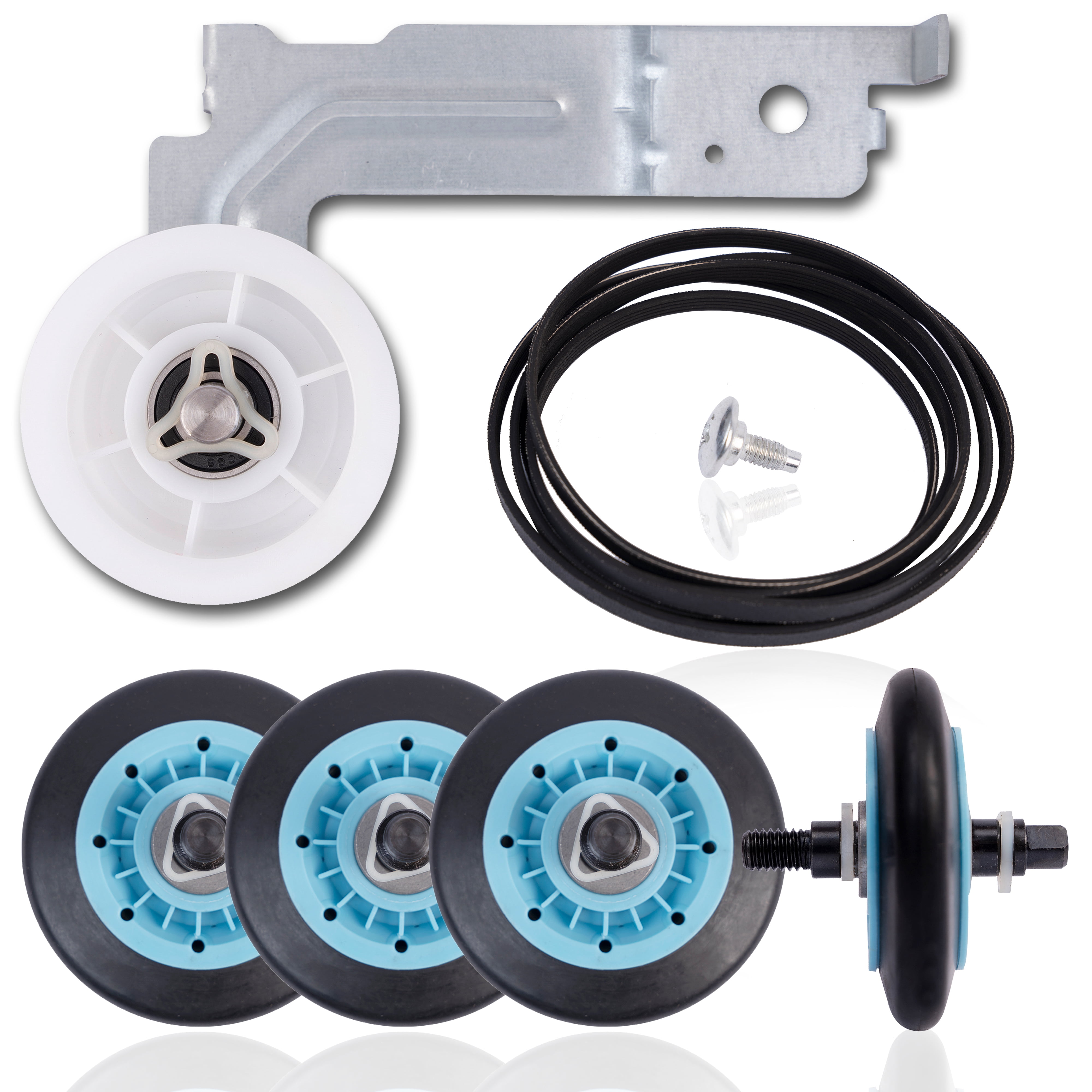 Upgraded DC97-16782A DC97 16782A Dryer Repair Kit For Samsung Dryer Roller Replacement Kit, DC97-16782A Drum Roller DC93-00634A Idler Pulley 6602-001655 Belt Replacement for Samsung Dryer Parts