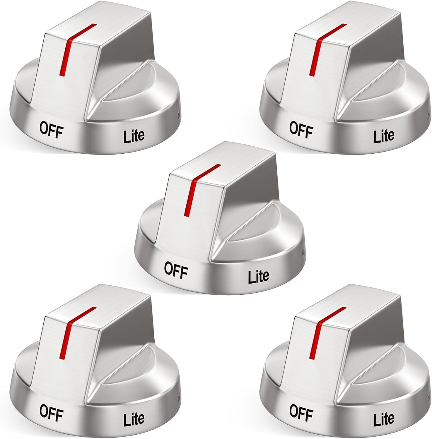 Upgraded DG94-04167 Gas Stove Knobs Replacement, DG94-04167A Oven Knobs, Compatible with NX60A6111SS/AA, NX60A6311SS/AA, NX60A6511SS/AA, NX60A6711SS/AA, Silver Range Knobs