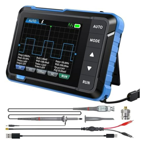 Upgraded DSO153 Plus 10X Probe 2 in 1 Oscilloscope/DDS Signal Generator, Digital Handheld Automotive Oscilloscope 2.8 inch TFT, 1MHz Bandwidth, 5MS/s Sampling Rate, Auto/Nomal/Single Trigger