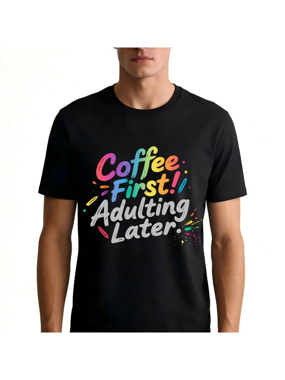 Upgraded DTG Process Men's Graphic Tee 100% Cotton T-Shirt Coffee Tee
