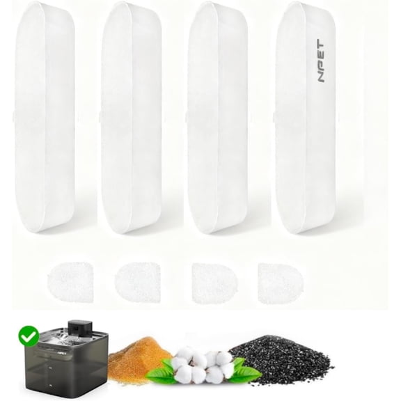 Upgraded Design 4 Pack Replacement Filters for PETWF020SS Pet Drinking Fountain