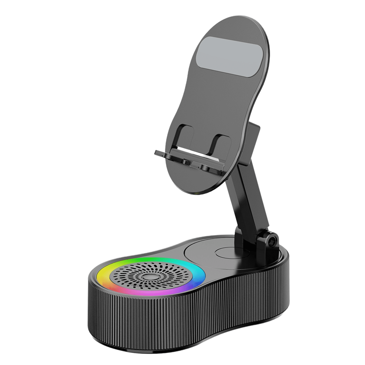 Upgraded Desk Phone Stand Adjustable Portable RGB Mount with Microphone Speaker for Counter Vanity Nightstand Travel Car,1 * Desk Phone Stand,Black