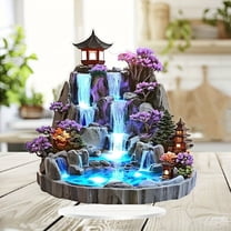 Upgraded Desktop Rockery Flowing Water Fountains Ornaments Living Room Feng Shui Wheel Circulation 2D Flat Desktop Ornaments E