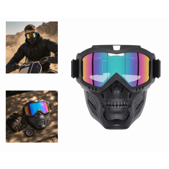Upgraded Detachable Full Face Goggle Mask, Clear Anti-Fog Grass Cutting Goggles for Yard Work Shield, Riding,Ski A-Multicolor