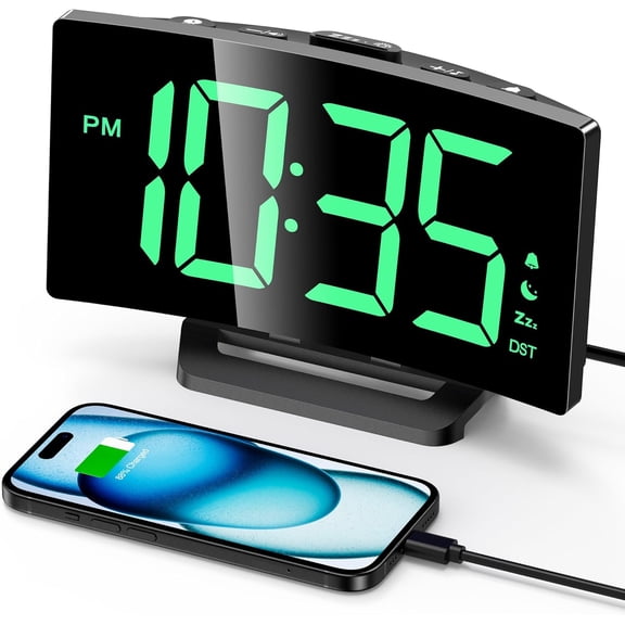 Upgraded Digital Alarm Clock for Bedrooms, with Customizable Night Mode, 5 Levels Brightness+Off, 2 Volume, 3 Tones, Snooze, USB Charging Port, Power-Off Memory, 12/24H/DST