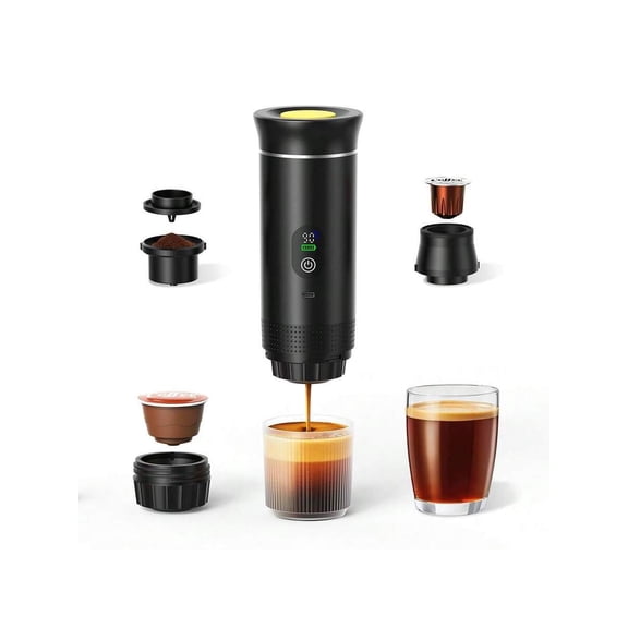 Upgraded Digital Display Capsule Coffee Machine 3-In-1 One-Button USB Portable for Travel Dorm Office