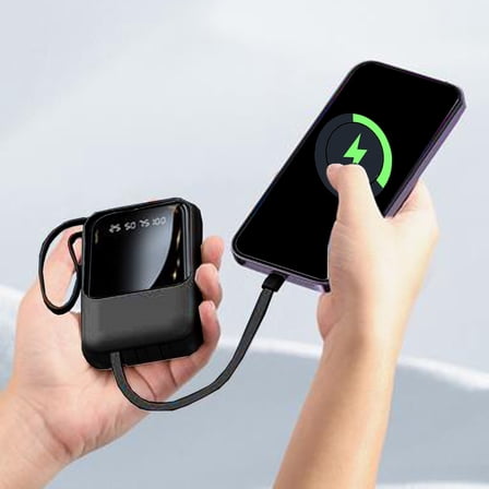 Upgraded Digital Portable Power Bank, 1W mAh, Black Outdoor Use