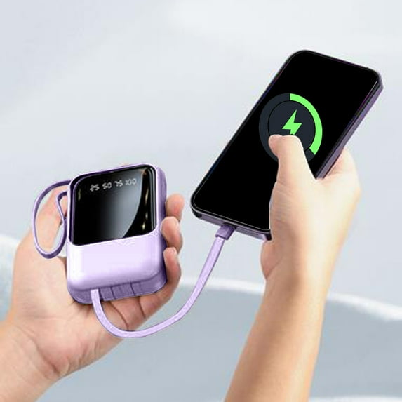 Upgraded Digital Portable Power Bank, 1W mAh, Purple Outdoor Use