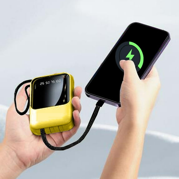 Upgraded Digital Portable Power Bank, 1W mAh, Yellow Outdoor Use