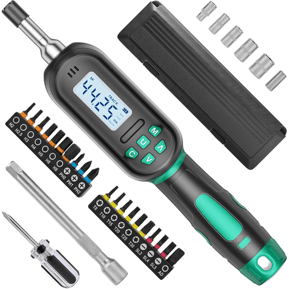 Upgraded Digital Torque Screwdriver, 0.4-8 Nm/3.5-70.8 In-lbs, Torque Wrench Screwdriver Set, 1/4'' Drive Inch Pound Rachet Torque Screwdriver Electrician with Buzzer & LED Indicator
