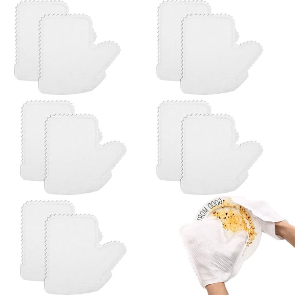 Upgraded Disposable Dusting Gloves with Secure Fit Wrist,Thickened Microfiber Dusting Mitts for Cleaning Large Hands Friendly,Static Dust Wipes for Blinds Furniture and Car Detailing (White 10pcs)