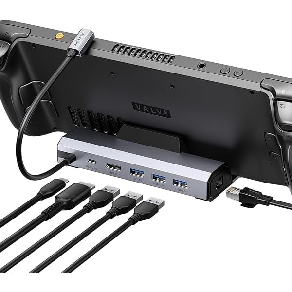 Upgraded Docking Station 4K@120Hz for Steam Deck OLED/ROG Ally X/Legion Go (S)/MSi Claw, 6-in-1 Steam Deck Dock with HDMI 2.1, Gigabit Ethernet, 3 USB 3.0, 100W Charge for Steam Deck LCD-HB0603