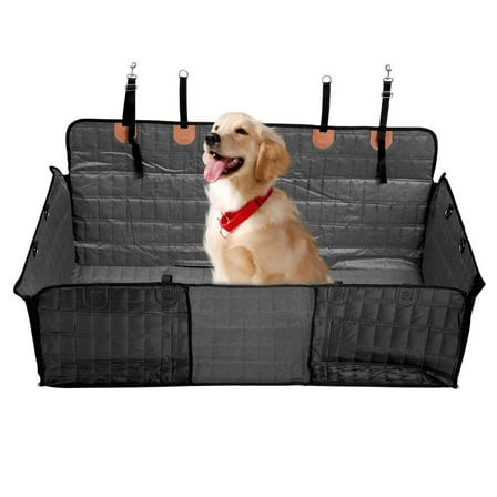 Upgraded Dog Car Seat Cover for Backseat, 100% Waterproof and Scratch Resistant Hard Bottom Extension for Pets in Cars, Trucks, and SUVs