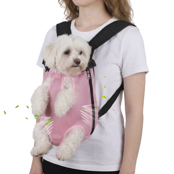 Upgraded Dog Carrier Backpack,Breathable Mesh,Portable Foldable Cat Carrier Sling for Hiking Camping,Adjustable Legs Out Pet Front Carriers Travel Bag for Small Dogs,Puppy,Cat,Rabbit,Pink