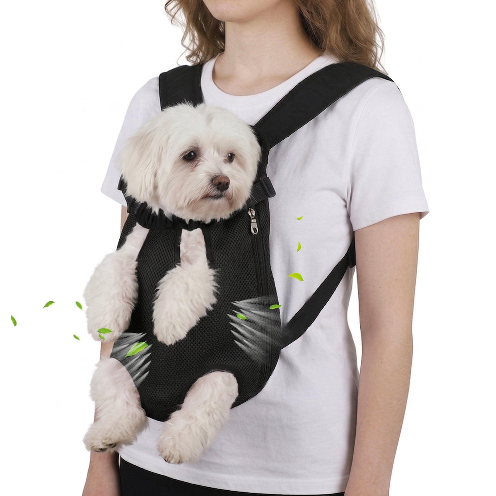 Upgraded Dog Carrier Backpack,Breathable Mesh,Portable Foldable Cat Carrier Sling for Hiking Camping,Adjustable Legs Out Pet Front Carriers Travel Bag for Small Dogs,Puppy,Cat,Rabbit,Black