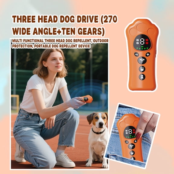 Upgraded Dog Stops Barking &scares Wild Dogs With Strobe Lights + 40kHz Sound (50ft Range).Safe,humane & Portable For Walks/outdoors