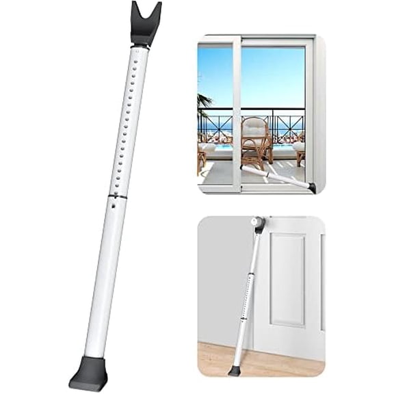 Upgraded Door Security Bar & Sliding Patio Bar, Heavy Duty Stoppers Adjustable Jammer for Home, Apartment, Travel (1 Pack,White)