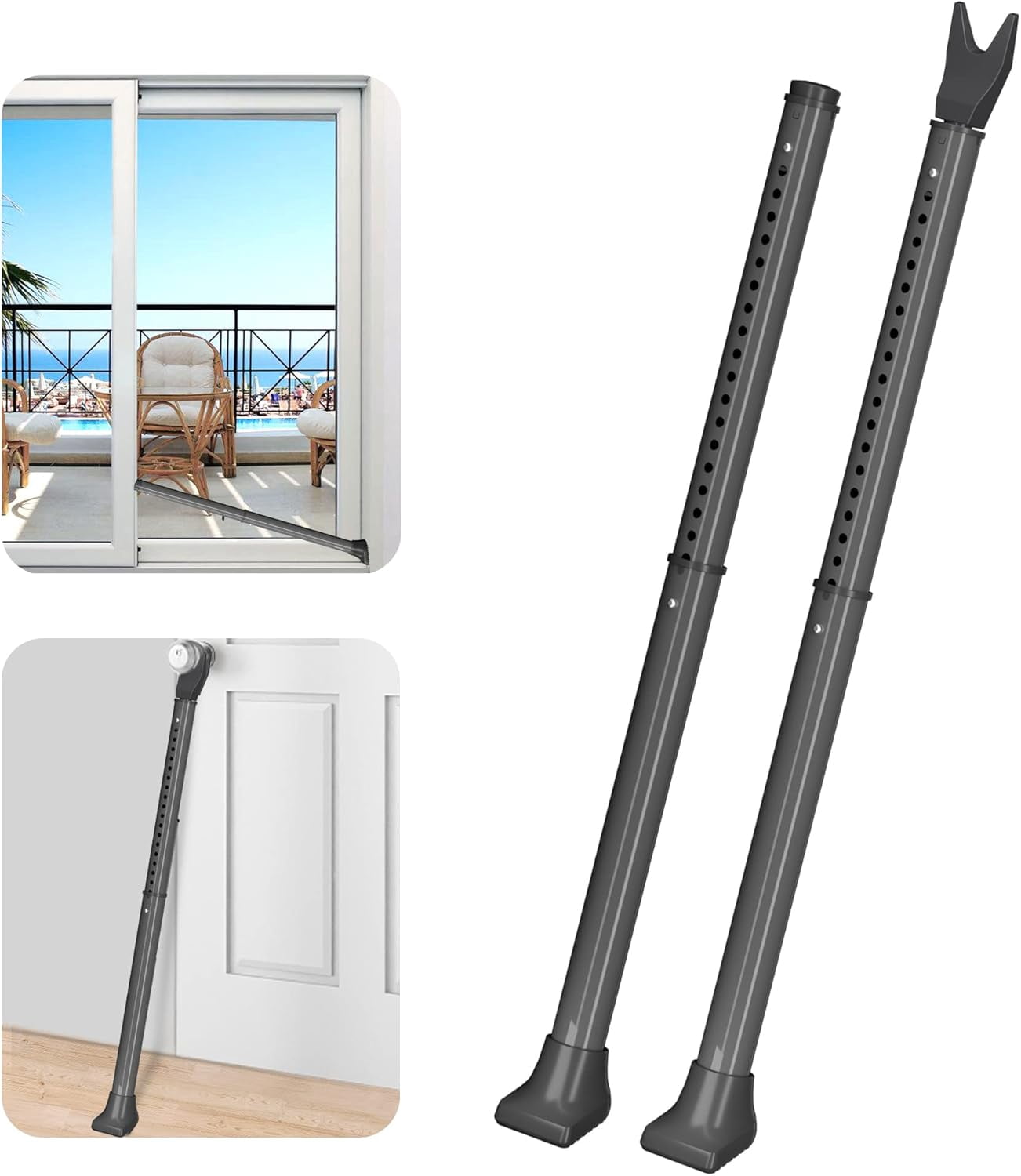 Upgraded Door Security Bar & Sliding Patio Bar, Heavy Duty Stoppers ...