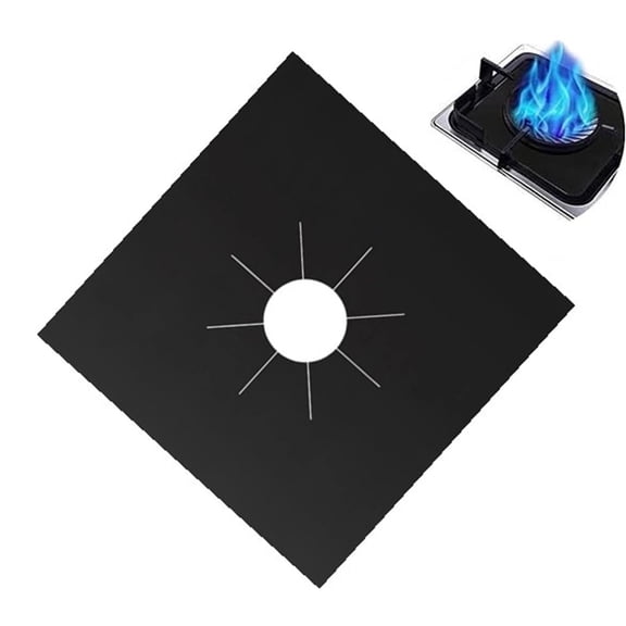 Upgraded Double-Thickness Gas Stove Protector,Black 0.2MM Stove Burner Cover 1 Pack,Non-Stick Square Stovetop Burner Liner,Reusable Gas Stove Protector,Gas Range Protector Kitchen Cooking Tool