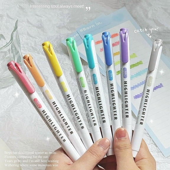 Upgraded Double-ended High-light Pen Marking Key Pen Non Paper High-value Student Color Notebook Pen 10ml H