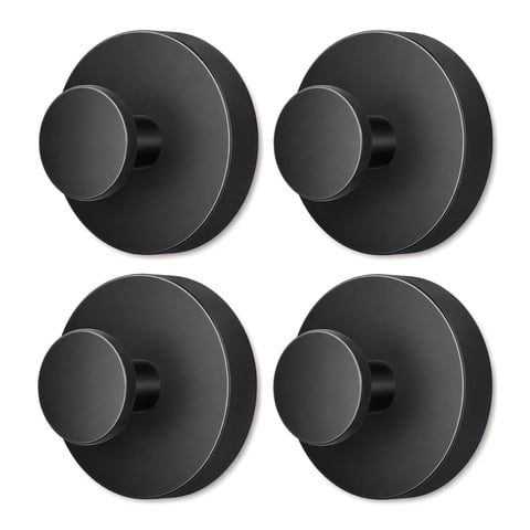 Upgraded Drill-Free Suction Cup Hooks, Stainless Steel Suction Cup Hooks for Shower, Mirror, Wall, Bathroom, Glass, Hanging Towels - 4 Pack, Black