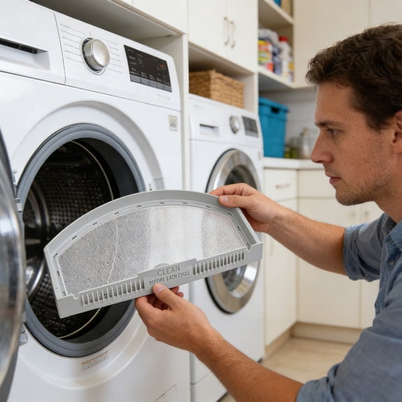Upgraded Dryer Lint Filter with Cleaning Brush, GE Dryer Lint Trap Replacement, Stainless Steel Screen for GE and Hotpoint Dryers