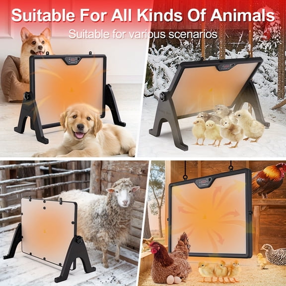 Upgraded Dual-Sided Heating Brooder Plate | Thermostatic Control, Adjustable Height & Angle | Heavy-Duty Metal Poultry Heater for Chicks & Ducklings