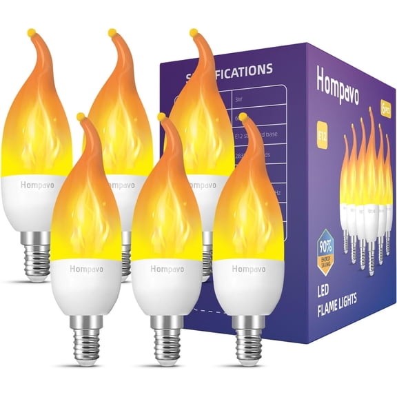 Upgraded E12 Flame Light Bulbs, Real LED Flickering Effect, 3 Mode