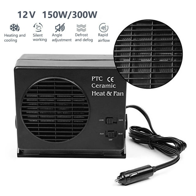 Upgraded EVERDIJ Electric Car Heater DC 12V 300W Heating Fan Defogger