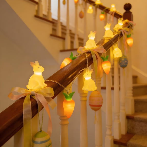 Upgraded Easter Bunny Carrot String Lights Ambient Lights Holiday Decorative Ideal Gifts For Easter Suitable For Terraces Decks Balconies Camping Family Parties J