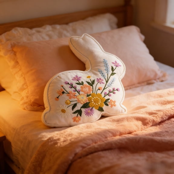 Upgraded Easter Cute Rabbit Pillow Throw Pillow Home Decor Cushion Soft Plush Accent for Sofa Bed or Chair Spring Themed Design for Living Room or Nursery Cozy A