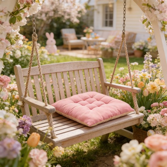 Upgraded Easter Outdoor Cushions For Dining Parties And Decorating Water-Resistant Seat Cushions For Patio Chairs With Spring Holiday Patterns Comfortable And Festive B