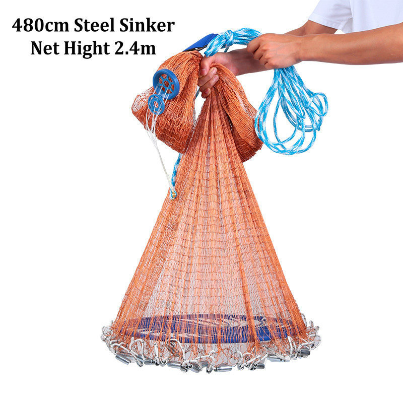 Upgraded Easy Throw Cast Net Fishing Network Diameter 300cm720cm American Style Fishing Net