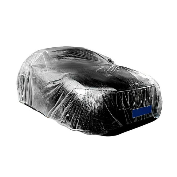 Upgraded Elastic Clear Plastic Car Covers Rain Dust Garage Waterproof Temporary