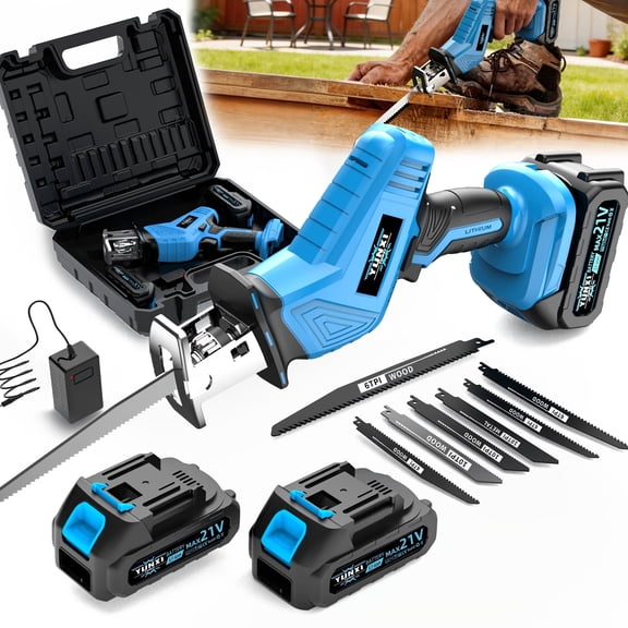 Upgraded Electric Cordless Reciprocating Saw, Lightweight Lithium Power Hand Saw for Wood Metal PVC Cutting with Safety Protection