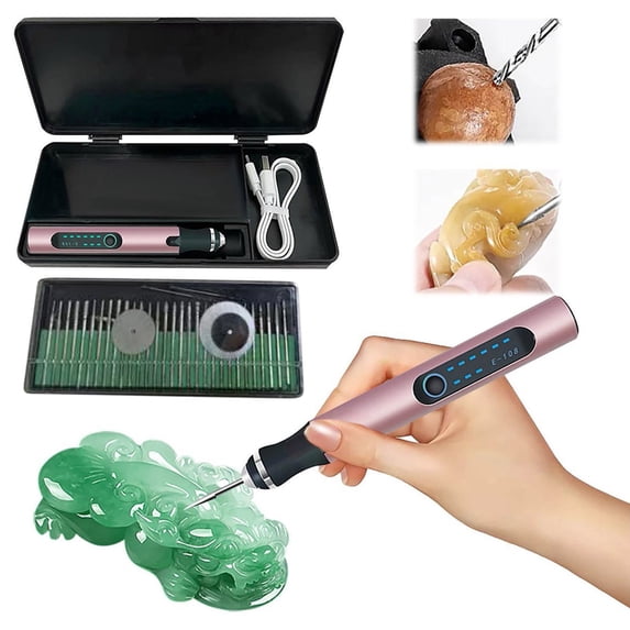 Upgraded Electric Engraving Tool with 30 Bits & 3-Speed Adjust, USB Rechargeable Rotary Tool - for 51+ Surfaces, Professional & Beginner Friendly, Portable for DIY Crafts, Personalization & Gifts