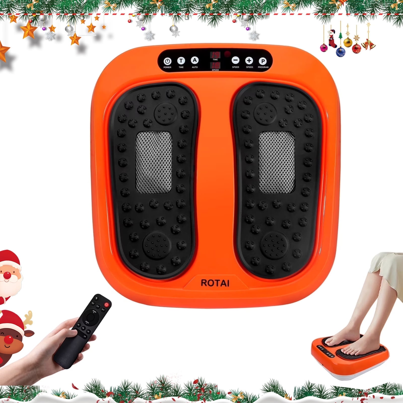 BEF Upgraded Electric Foot Massager Machine, 5 Auto Modes 20 Levels Speed, Remote Control, Deep Kneading Therapy by BEF, Orange