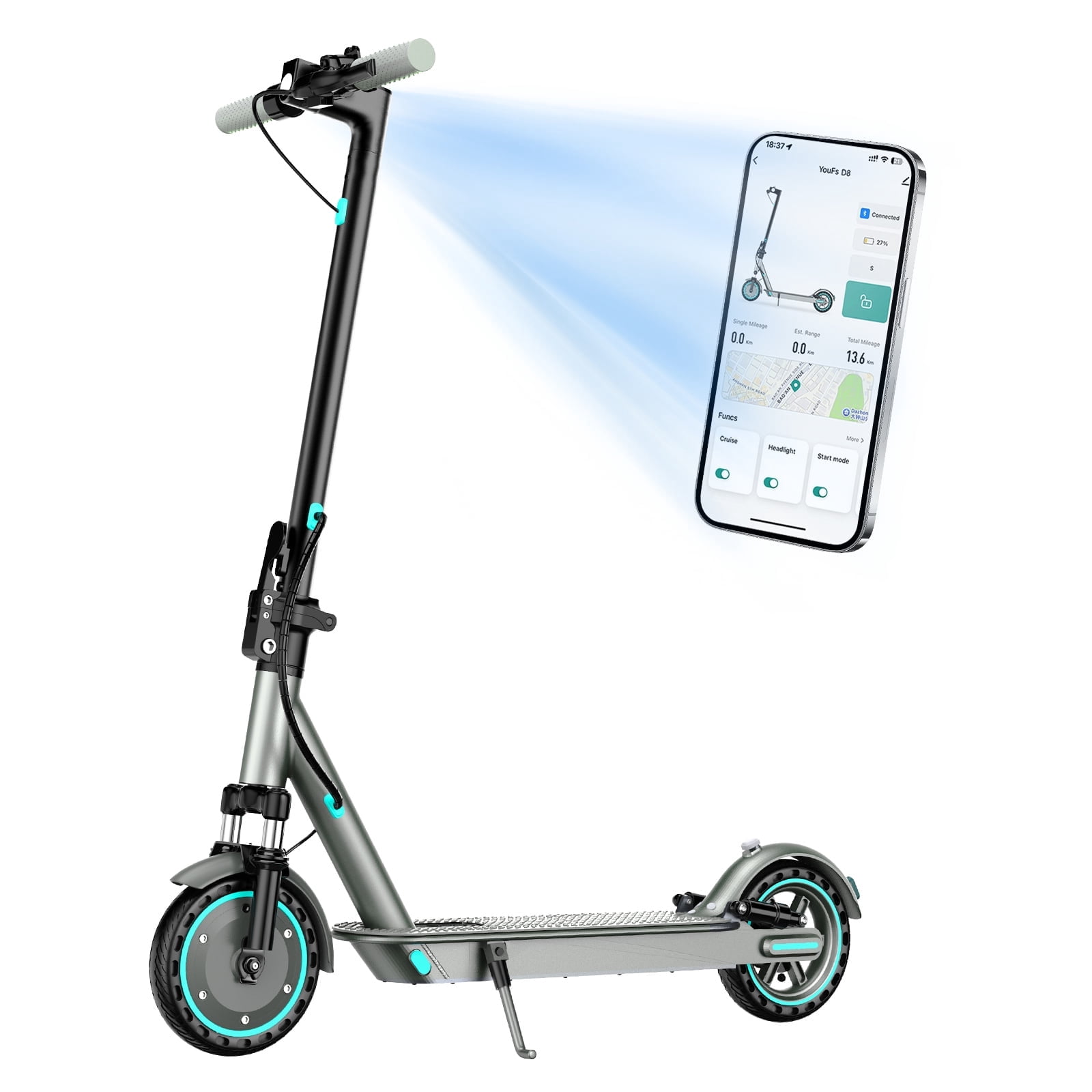 Upgraded Electric Scooter,Max 21 Miles Ranges,Top Speed 19 MPH