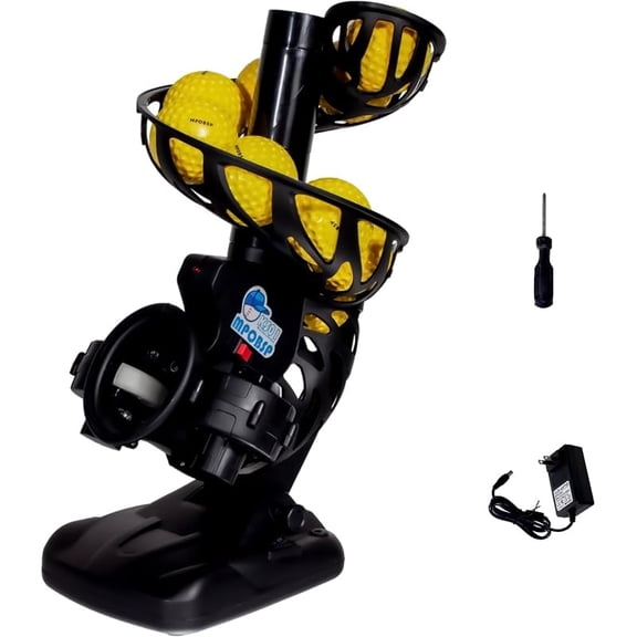 Upgraded Electronic Baseball Pitching Machine with Tripod/8 Balls for Youth - Adjustable Angles & Speeds,AC Powered & Battery PoweredIdeal for Beginner Batting & Fielding Training