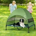 Upgraded Elevated Dog Bed with Canopy, Portable Raised Outdoor Dog Bed