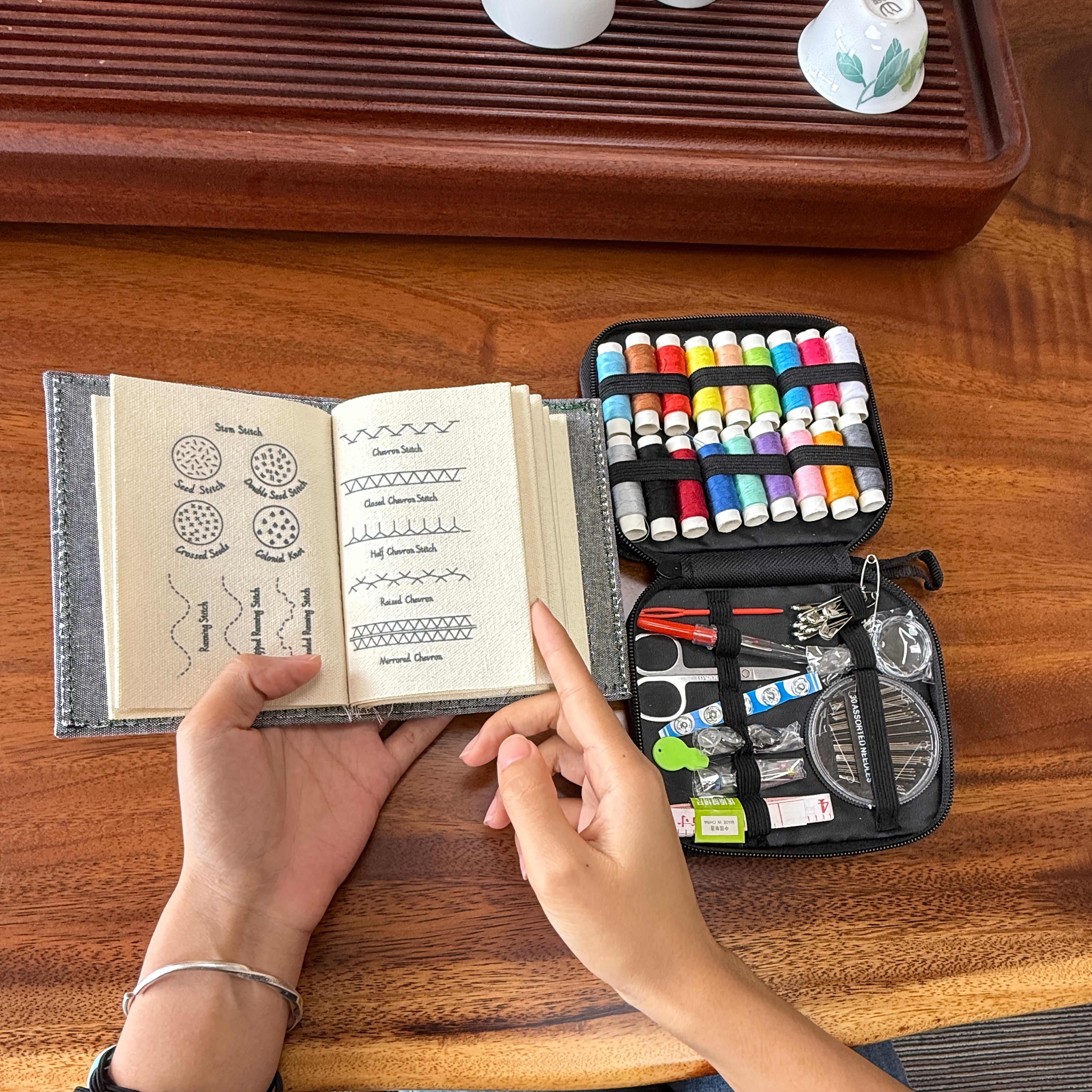 Upgraded Embroidery Stitch Book Kit,Patterns with Tools & Tutorials, 90 PCS Beginner Embroidery Kit, Portable All-in-One Hand Embroidery Book for Adults & DIY Craft Lovers
