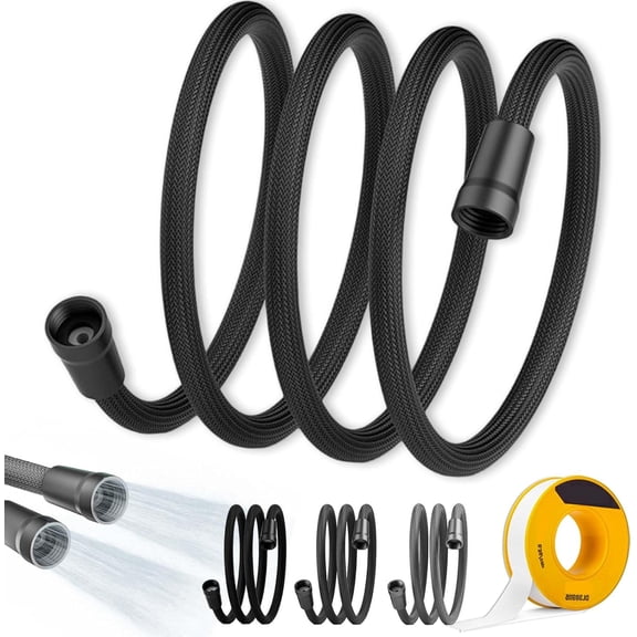 Upgraded Explosion-proof Braided Shower Hose - Anti-leak, Extra Long Flexible Handheld Shower Hose Replacement, Anti-Twist Shower Hoses for Bathtub Faucet, RV Bidet Dog Washing (1.5m/59in,Black)