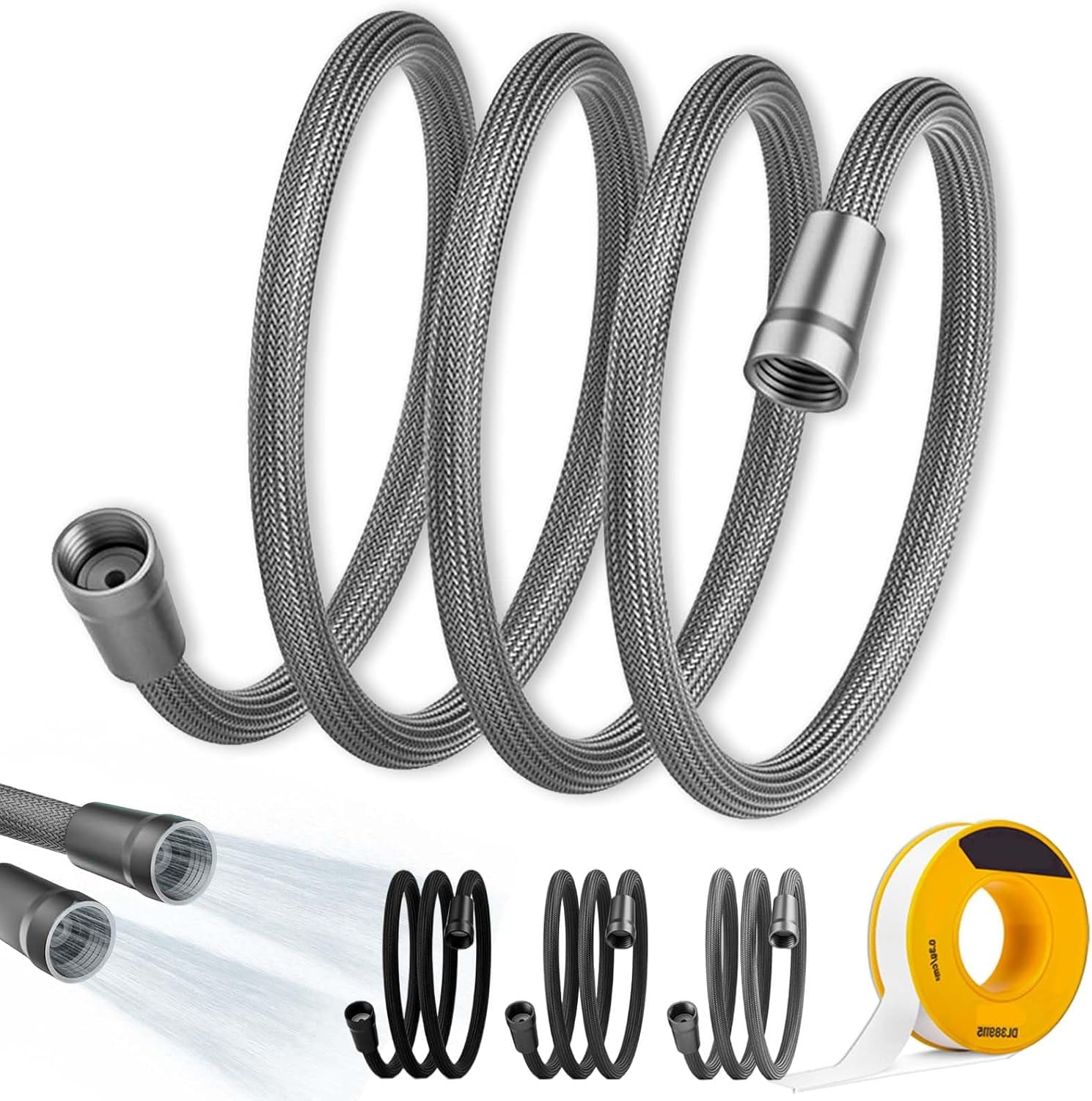 Handheld High Pressure Shower Head Hose, 79 Extra Long, Built-in Explosion-Proof Braided Mesh Anti-leakage, 304 Stainless Steel Chrome Plated, With