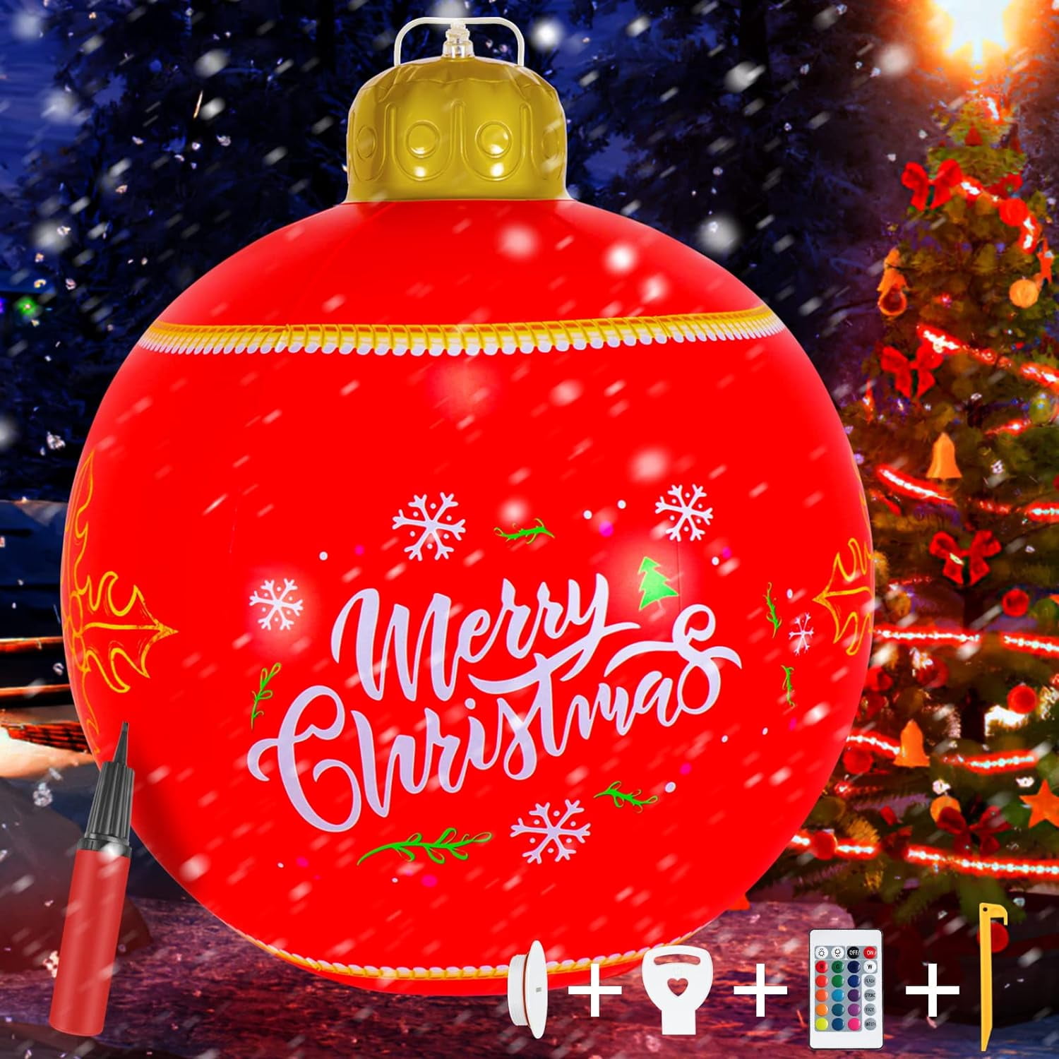 [Upgraded] Extra Large Inflatable Christmas Ornaments, 24 Inch Giant Inflatable Christmas Yard